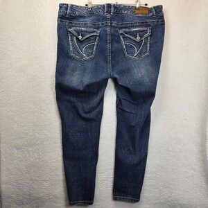 Ariya Womens Boho Jeans Embellished Embroidered 20 Plus Denim Straight Skinny